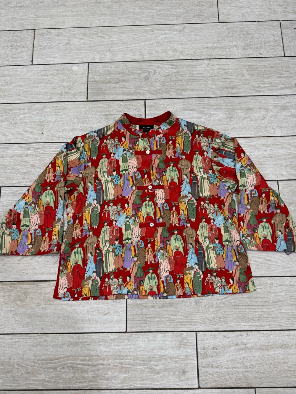 Natori Dynasty Pajama Button Up Womens Asian inspired Multicolor